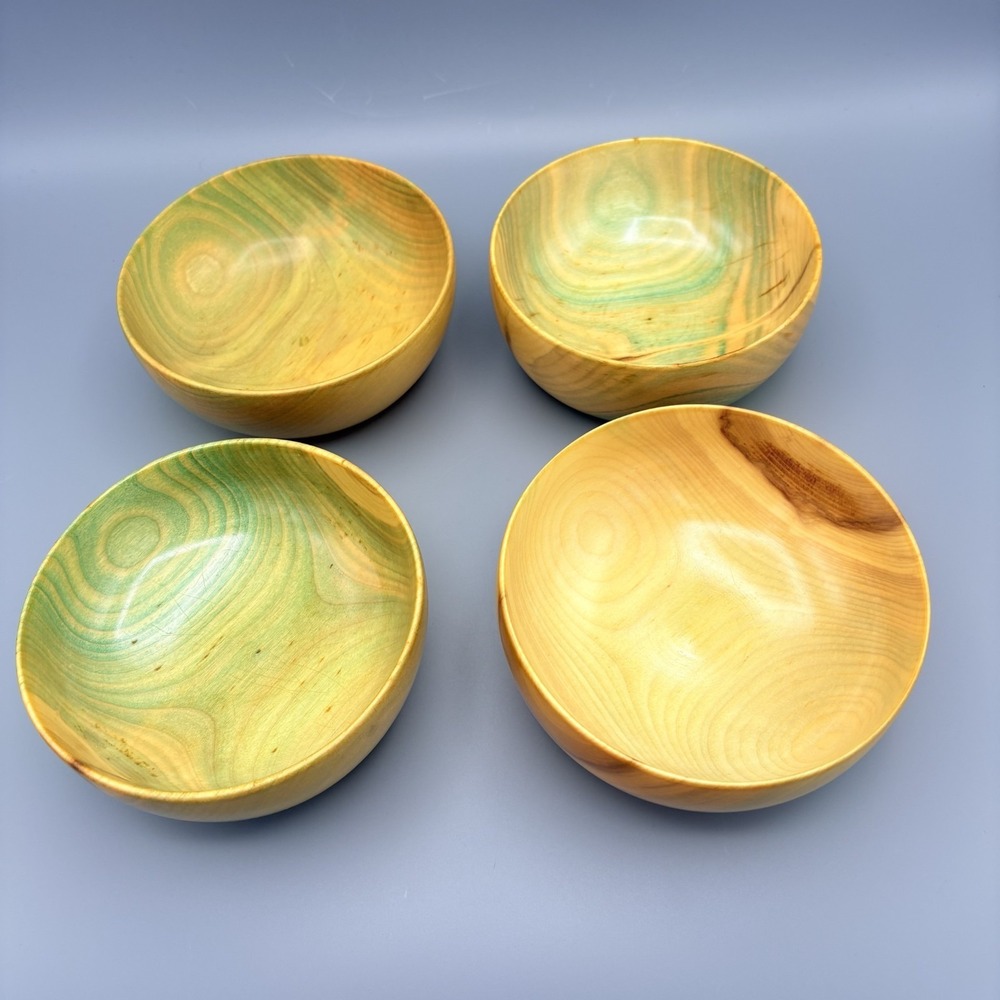 Quaking Aspen Wood Small Bowls (4) Hand Turned Kitchen Set of 4 Made in USA
